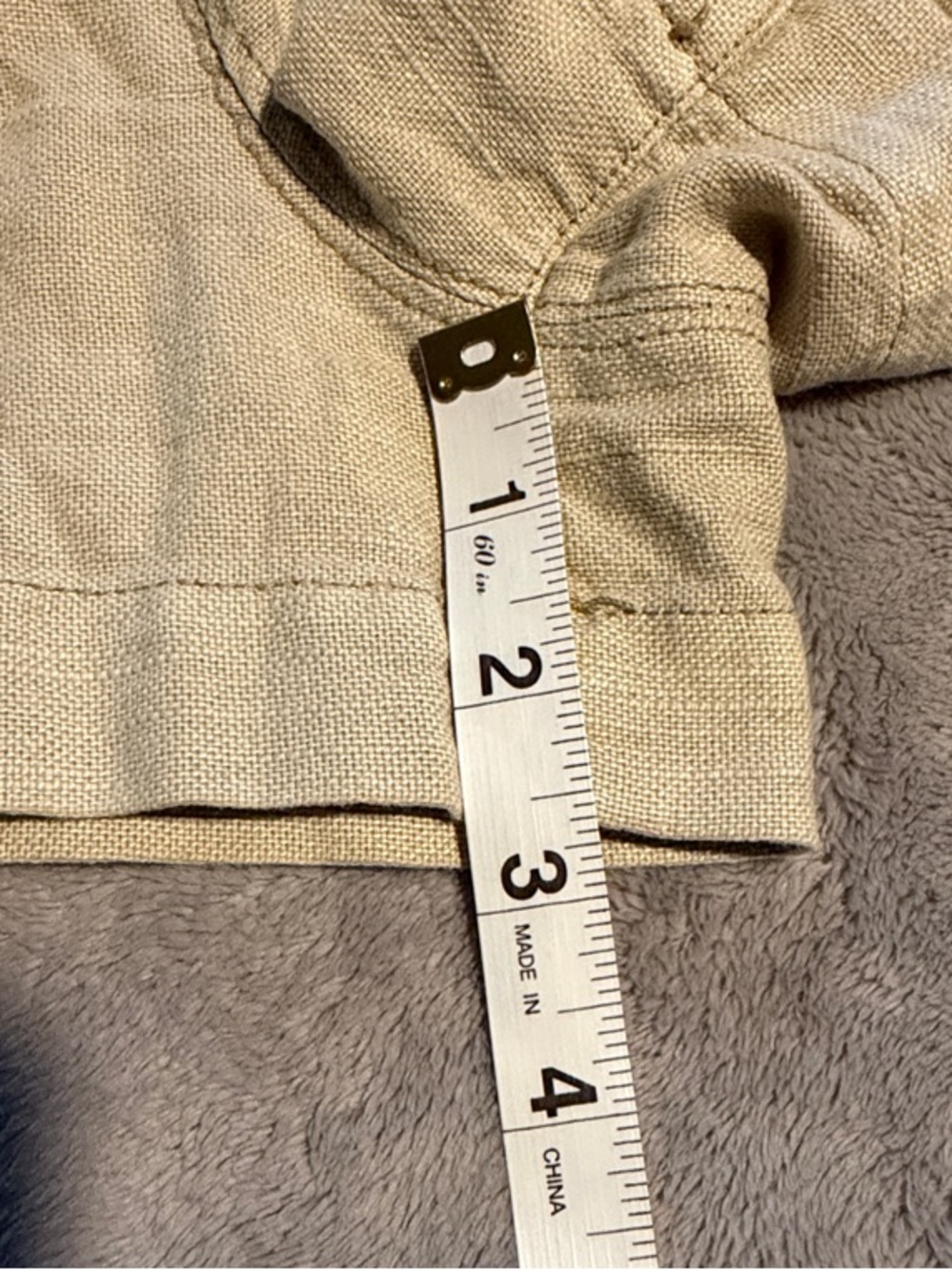High-Waist Ruched Paperbag Shorts in Light Tan - Picture 7 of 8